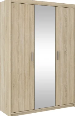 Garderoby></noscript>Lempert Trzydrzwiowa szafa z lustrem z nadstawką 133 cm dąb lefkas KUBA dąb sonoma