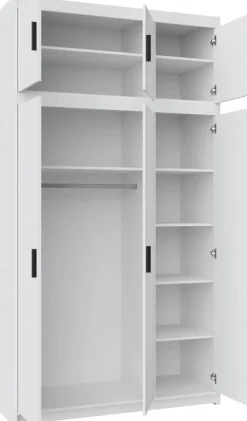 Zestawy Mebli Do Przedpokoju|Szafy Modułowe>Lempert Trzydrzwiowa szafa z nadstawką 133 cm do sypialni KUBA dąb lefkas