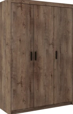 Zestawy Mebli Do Przedpokoju|Szafy Modułowe></noscript>Lempert Trzydrzwiowa szafa z nadstawką 133 cm do sypialni KUBA dąb lefkas