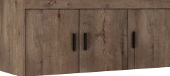 Zestawy Mebli Do Przedpokoju|Szafy Modułowe></noscript>Lempert Trzydrzwiowa szafa z nadstawką 133 cm do sypialni KUBA dąb lefkas