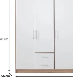 Garderoby|Meble Dla Dzieci></noscript>MEBLAR Trzydrzwiowa szafa z półkami do sypialni 150 cm szuflady SEVAS dąb artisan