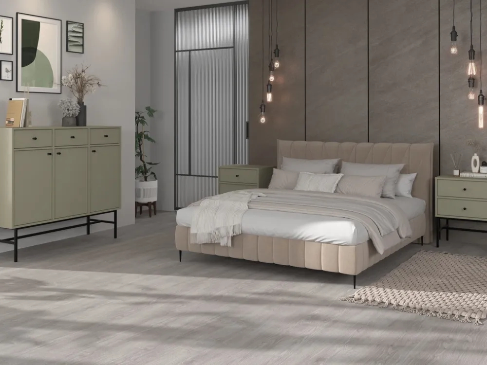 Szafki Rtv>Lempert Trzydrzwiowa szafka pod telewizor 180 cm do salonu TOKEN eukaliptus