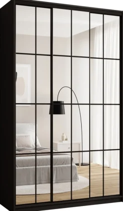 Zestawy Mebli Do Przedpokoju|Szafy Trzydrzwiowe>BROMARKT Trzydrzwiowa wysoka szafa przesuwna 150 cm lustrem OPTICA MAX