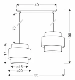 Oświetlenie Przedpokoju|Oświetlenie Jadalni></noscript>Candellux Lighting Twin lampa wisząca czarny 2x40w e27 abażur czarny+drewniany