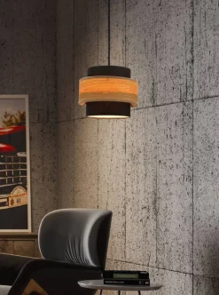 Oświetlenie Przedpokoju|Oświetlenie Jadalni>Candellux Lighting Twin lampa wisząca czarny 1x40w e27 abażur czarny+drewniany