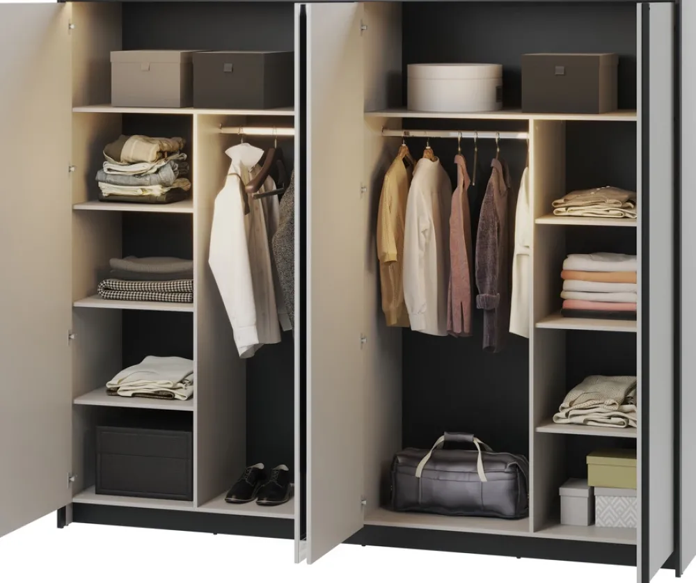 Szafy Otwierane|Szafy Z Lustrem>lenart. Uchylna szafa do sypialni 250 cm z lustrem GRIS