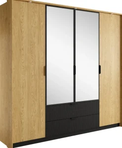 Zestawy Mebli Do Sypialni|Szafy Młodzieżowe>LASKI Uchylna szafa z lustrem do sypialni 223 cm BALLESO dąb baltic