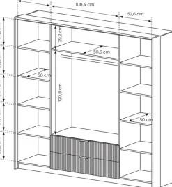 Zestawy Mebli Do Sypialni|Szafy Młodzieżowe></noscript>LASKI Uchylna szafa z lustrem do sypialni 223 cm BALLESO dąb baltic