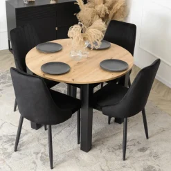 Krzesła Tapicerowane></noscript>MEBEL ELITE Welurowe krzesło do jadalni na ch nogach BELISSE czarny