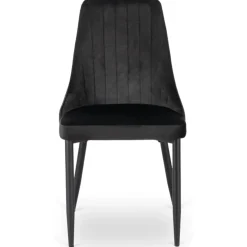 Krzesła Tapicerowane></noscript>MEBEL ELITE Welurowe krzesło do jadalni na ch nogach BELISSE czarny