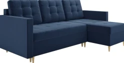 Meble Dla Dzieci|Meble Młodzieżowe>BROMARKT Welurowy narożnik do salonu granatowy LIZBONA