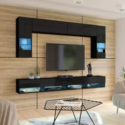 Zestawy Mebli Do Salonu|Szafki Wiszące>BROMARKT Wisząca czarna witryna PREMIUM czarny