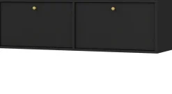 Zestawy Mebli Do Salonu|Szafki Rtv>Lempert Wisząca dwudrzwiowa czarna szafka pod telewizor 120 cm TOKEN czarny grafit