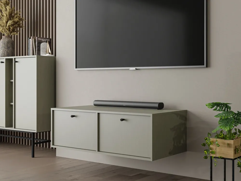 Szafki Rtv>Lempert Wisząca dwudrzwiowa szafka pod telewizor 120 cm TOKEN eukaliptus