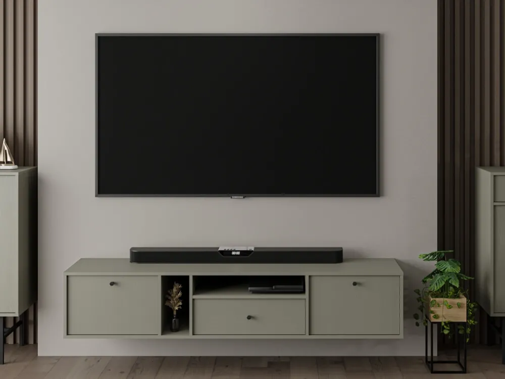 Szafki Rtv>Lempert Wisząca dwudrzwiowa szafka pod telewizor 120 cm TOKEN eukaliptus