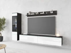 Meblościanki>BRATEX Wisząca meblościanka RTV do salonu biały połysk modułowa VELLORE