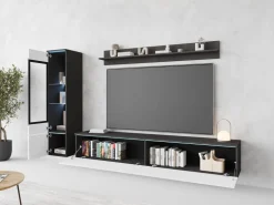 Meblościanki>BRATEX Wisząca meblościanka RTV do salonu biały połysk modułowa VELLORE