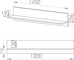 Półki></noscript>ML Meble Wisząca półka na książki 120 cm BALTICA dąb lefkas