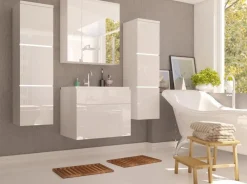 Meble Łazienkowe|Szafki Łazienkowe></noscript>Lempert Wisząca szafka łazienkowa z lusterkiem połysk PARIS biały