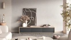 Szafki Rtv></noscript>Helvetia Wisząca szafka RTV 180 cm nowoczesna do salonu antracyt FRIDA