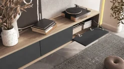 Szafki Rtv></noscript>Helvetia Wisząca szafka RTV 180 cm nowoczesna do salonu antracyt FRIDA