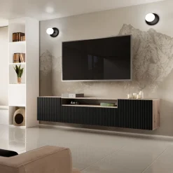 Szafki Rtv>Arton Wisząca szafka RTV 200 cm z półkami do salonu TAVIO frezowane fronty