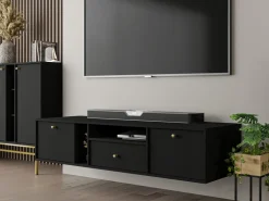 Zestawy Mebli Do Salonu|Szafki Rtv></noscript>Lempert Wisząca szafka RTV pod telewizor 180 cm TOKEN czarny czarny grafit