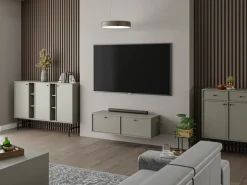 Szafki Rtv></noscript>Lempert Wisząca trzydrzwiowa szafka RTV pod telewizor 180 cm TOKEN eukaliptus