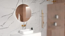 Lustra>FURNIKA Wiszące lustro 60 cm podświetlane okrągłe SOLARO do łazienki