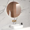 Lustra>FURNIKA Wiszące lustro 80 cm podświetlane okrągłe SOLARO do łazienki