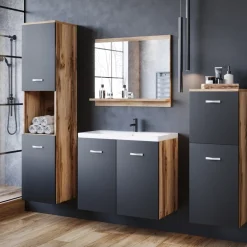 Meble Łazienkowe>BRATEX Wiszące meble łazienkowe z umywalką MOLO lustro
