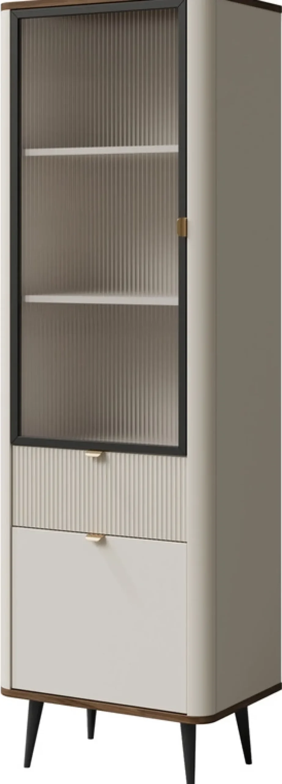 Zestawy Mebli Do Salonu|Witryny>JUREK Witryna do salonu 60 cm z szufladą i półkami MIREL kaszmir