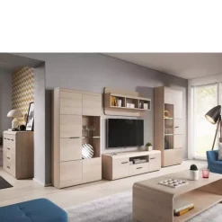 Zestawy Mebli Do Salonu|Witryny>LASKI Witryna do salonu dąb sonoma 80 cm LIBRA