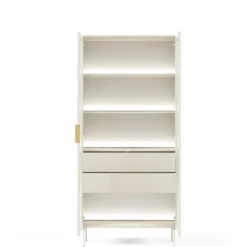 Zestawy Mebli Do Salonu|Witryny></noscript>LASKI Witryna do salonu na książki przeszklona 91 cm kaszmir LUANO