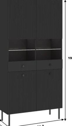 Witryny></noscript>INTER MEBLE Witryna do salonu przeszklona 91 cm VALTEO czarny