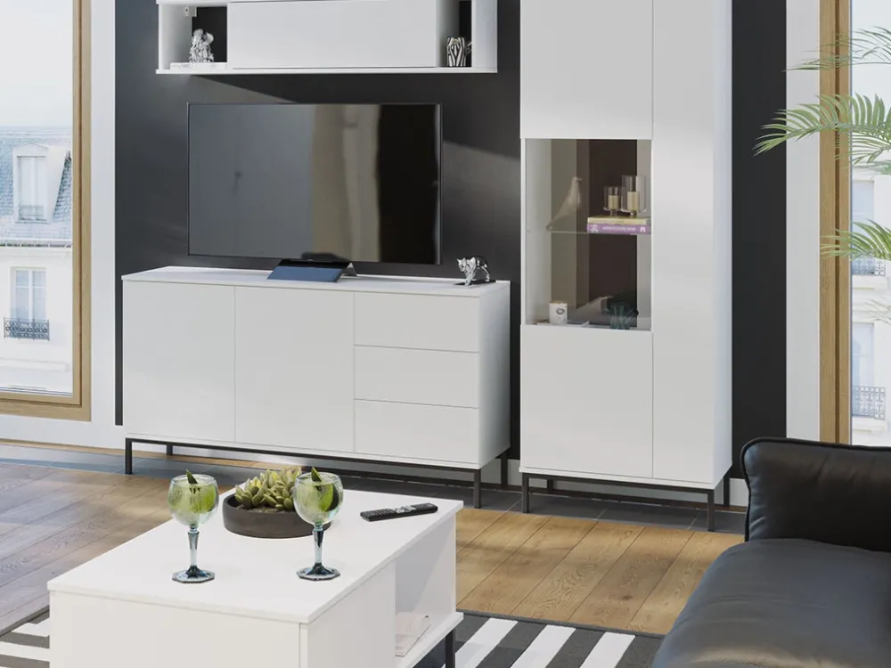 Zestawy Mebli Do Salonu|Witryny>GiB Meble Witryna do salonu QUARTE Biała