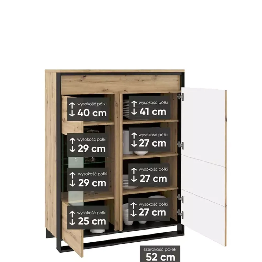 Zestawy Mebli Do Salonu|Witryny>lenart. Witryna do salonu szklane półki QUANT dąb artisan