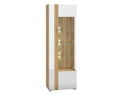 Zestawy Mebli Do Salonu|Witryny>ML Meble Witryna do salonu ze szklanymi półkami 65 cm ADAGIO biały połysk