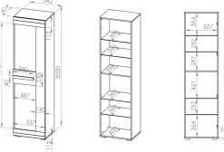 Zestawy Mebli Młodzieżowych|Witryny></noscript>ML Meble Witryna do salonu ze szklanymi półkami 55 cm BLANCO