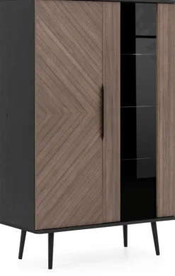 Zestawy Mebli Do Salonu|Witryny></noscript>GiB Meble Witryna do salonu ze szklanymi półkami 90 cm PULSE jodełka