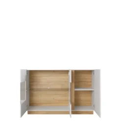 Zestawy Mebli Do Salonu|Witryny>LASKI Witryna Komoda do salonu biała połysk LINDA