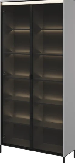 Zestawy Mebli Do Salonu|Witryny></noscript>lenart. Witryna na książki do salonu w stylu nowoczesnym szara 90 cm TREND