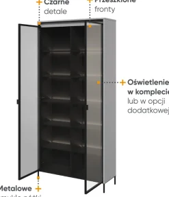 Zestawy Mebli Do Salonu|Witryny></noscript>lenart. Witryna na książki do salonu w stylu nowoczesnym szara 90 cm TREND
