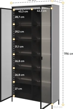 Zestawy Mebli Do Salonu|Witryny></noscript>lenart. Witryna na książki do salonu w stylu nowoczesnym szara 90 cm TREND