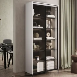 Zestawy Mebli Do Salonu|Witryny></noscript>lenart. Witryna na książki do salonu w stylu nowoczesnym szara 90 cm TREND