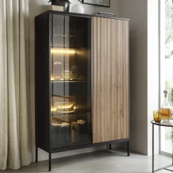 Zestawy Mebli Do Salonu|Witryny></noscript>PIASKI Witryna na książki podświetlane półki styl nowoczesny SEWILLA