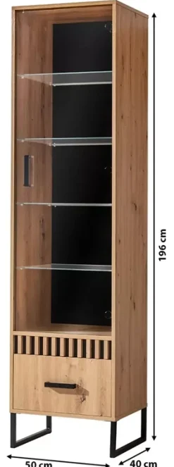 Zestawy Mebli Młodzieżowych|Witryny></noscript>DOMEL Witryna na książki ze szklanymi półkami LAMELIX dąb artisan