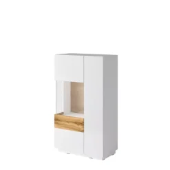 Komody>Helvetia Witryna niska 80 cm lewostronna KOBE biały połysk