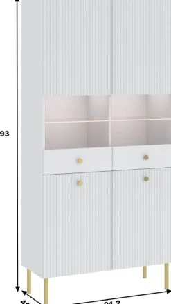 Zestawy Mebli Do Salonu|Witryny></noscript>INTER MEBLE Witryna przeszklona 91 cm do salonu VALTEO biała biały