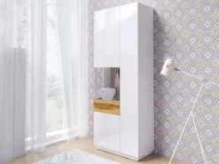 Zestawy Mebli Do Salonu|Witryny></noscript>Helvetia Witryna stojąca wysoka KOBE biały połysk